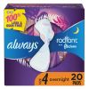 Always Radiant Overnight Pads with Wings Scented;  Size 4 20 Ct